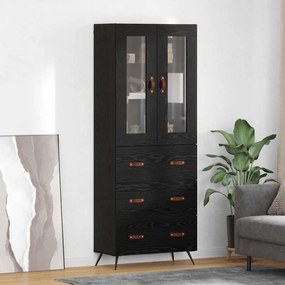 vidaXL Υψηλός Ντουλάπι με Ράφι 2 pcs Μαύρη Οξυά Επεξεργασμένο ξύλο