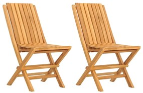 Καρέκλες Κήπου Πτυσσόμενες 2 τεμ. 47x47x89 εκ. Μασίφ Ξύλο Teak - Καφέ