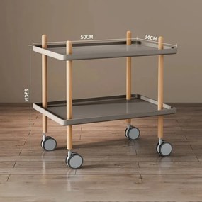Τραπεζάκι Βοηθητικό Τρόλεϊ 50x34x53cm 2 Επιπέδων Ξύλο Απόχρωση Γκρι &amp; Φυσικό Etoile MB2790C