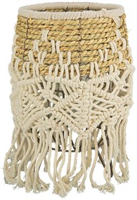 Φανάρι Καταιγίδας "Bossa" Bamboo Rattan Cream Ecru PU H. 27 cm D. 16 cm