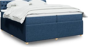 vidaXL Κρεβάτι Boxspring με Στρώμα Μπλε 200x200 εκ. Υφασμάτινο