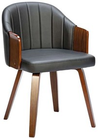 Πολυθρόνα Enzo Ε7518,1 55x58x78cm Walnut-Black Wood, Technoderma