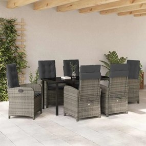 vidaXL Σέτ φαγητού για κήπο 7 pcs Γκρι συνθετικό ρατάν