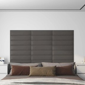 vidaXL Κεφαλάρι Τοίχου 12 pcs Γκρι 60 x 15 cm ύφασμα