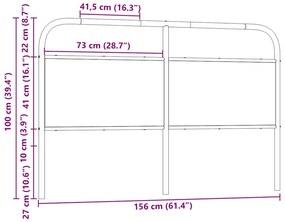 vidaXL Ανταλλακτικό κεφαλάρι Καφέ Δρυς 150 εκ. Ατσάλι/Επεξεργασμένο Ξύλο