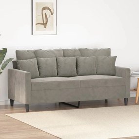 vidaXL Καναπές Διθέσιος Ανοιχτό Γκρι 140 εκ. Βελούδινος