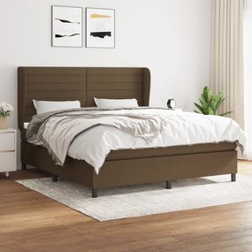 vidaXL Κρεβάτι Boxspring με Στρώμα Σκούρο Καφέ 180x200 εκ Υφασμάτινο