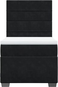 vidaXL Κρεβάτι Boxspring με Στρώμα Μαύρο 90x200 εκ. Βελούδινο