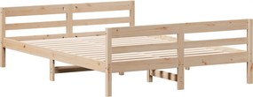 vidaXL Bed Frame Φυσικό 140 x 200 cm Solid Pine Wood, Plywood