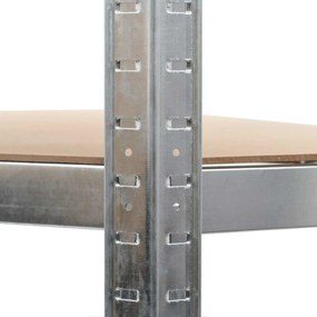 vidaXL Ραφιέρα Γωνιακή 5Επιπέδων Ασημί από Ατσάλι &amp; Επεξεργασμένο Ξύλο