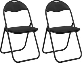 vidaXL Πτυσσόμενη Καρέκλα 2 pcs Μαύρο 48 x 43,5 x 81 εκ. Τεχνητό Δέρμα