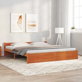 vidaXL Σκελετός Κρεβατιού Καφέ κεριού 200 x 200 cm Μασίφ ξύλο πεύκου