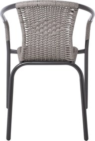BALENO Πολυθρόνα Στοιβαζόμενη, Μέταλλο Βαφή Ανθρακί, Wicker Mixed Grey   1τμχ