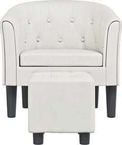 vidaXL Πολυθρόνα Μπάρελ με Υποπόδιο Λευκή από Συνθετικό Δέρμα