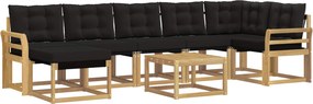 vidaXL Σειρά Καναπέ Εξωτερικού με μαξιλάρι 8 pcs Λευκό και Μαύρο