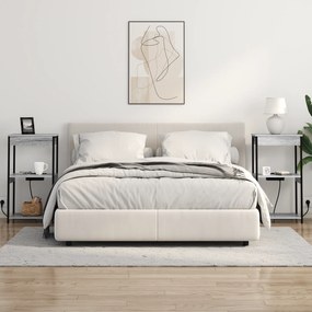 vidaXL Κομοδίνο με Σταθμό Φόρτισης Γκρι sonoma Επεξεργασμένο ξύλο