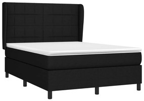 Κρεβάτι Boxspring με Στρώμα Μαύρο 140x190 εκ. Υφασμάτινο - Μαύρο