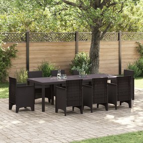 vidaXL Τραπέζι Κήπου Καφέ 250x100x73 cm Poly Rattan