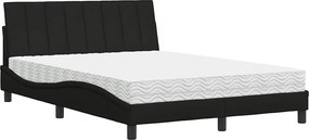 vidaXL Κρεβάτι με Στρώμα Hanko Μαύρο 140x200 εκ. Υφασμάτινο
