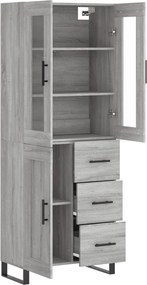 vidaXL Ντουλάπι Γκρι Sonoma 69,5 x 34 x 180 εκ. Επεξεργασμένο Ξύλο