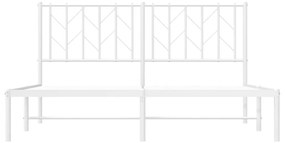 Πλαίσιο Κρεβατιού με Κεφαλάρι Λευκό 150 x 200 εκ. Μεταλλικό