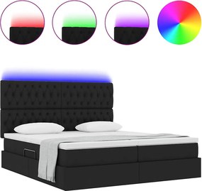 vidaXL LED Κρεβάτι αποθήκευσης με στρώμα Μαύρο 200 x 200 cm Ύφασμα