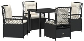 vidaXL Σετ 5 Τεμαχίων Επίπλων Κήπου Μαύρο Poly Rattan