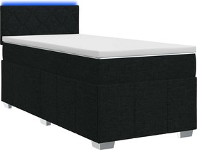 vidaXL Κρεβάτι box spring με στρώμα Μαύρο 90 x 190 cm Ύφασμα