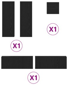 vidaXL Σετ Γραφείου Τηλεόρασης 5 Τεμαχίων Μαύρο Δρυς Επεξεργασμένο Ξύλο
