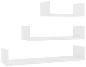vidaXL Ράφια Τοίχου 3 τεμ. Λευκά από Επεξεργασμένο Ξύλο