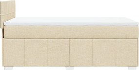 vidaXL Κρεβάτι Boxspring με Στρώμα Κρεμ 100 x 200 εκ. Υφασμάτινο