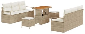 vidaXL Σετ Καναπέ Κήπου με μαξιλάρι 9 pcs Μπεζ Πολυ ράταν