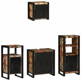 vidaXL Σετ Επίπλων Μπάνιου 4 pcs Πολύχρωμο Στερεό ανακτημένο ξύλο