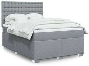 Κρεβάτι Boxspring με Στρώμα Αν. Πράσινο 160x200εκ Υφασμάτινο - Γκρι