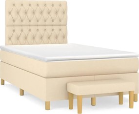 vidaXL Κρεβάτι Boxspring με Στρώμα Κρεμ 120x190 εκ. Υφασμάτινο