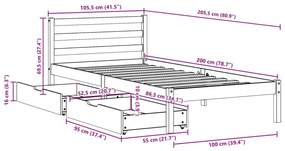 ΣΚΕΛΕΤΟΣ ΚΡΕΒΑΤΙΟΥ ΧΩΡΙΣ ΣΤΡΩΜΑ ΛΕΥΚΟ 100X200 ΕΚ. ΜΑΣΙΦ ΠΕΥΚΟ 3301537