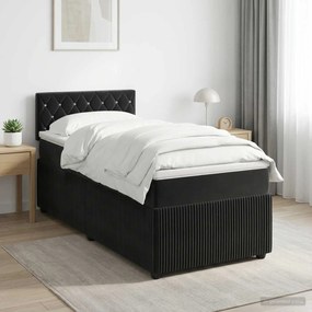 vidaXL Κρεβάτι box spring με στρώμα Μαύρο 100 x 200 cm Βελούδο