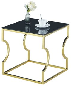 Auxiliary Table Amara  with black glass and gold base 55x55x55