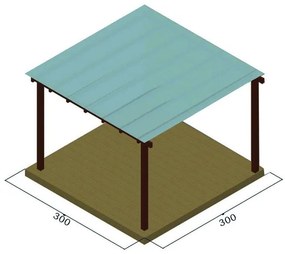 Πέργκολα με πολυκαρμπονικό φύλλο 10mm - 300x400εκ