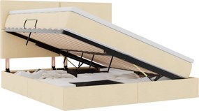 vidaXL LED Κρεβάτι αποθήκευσης με στρώμα Κρέμ 180 x 200 cm Ύφασμα