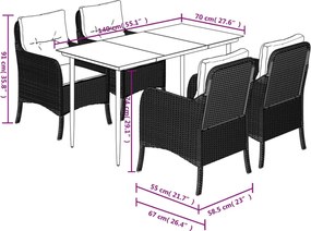 vidaXL Σετ Τραπεζαρίας Κήπου 5 τεμ. Αν. Γκρι Συνθ. Ρατάν με Μαξιλάρια