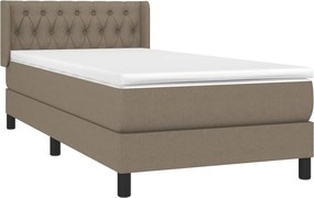 vidaXL Κρεβάτι Boxspring με Στρώμα Taupe 90x190 εκ.Υφασμάτινο