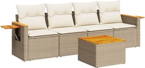vidaXL Patio Sofa Set 5-θέσια Beige and Cream