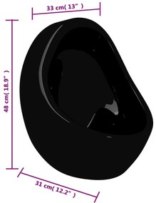Ουρητήριο Επιτοίχιο/Κρεμαστό Μαύρο Κεραμικό με Βαλβίδα Έκπλυσης - Μαύρο
