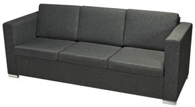 vidaXL Καναπές Τριθέσιος Σκούρο Γκρι Υφασμάτινος