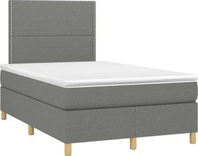 vidaXL Κρεβάτι Boxspring με Στρώμα Σκούρο Γκρι 120x190 εκ Υφασμάτινο