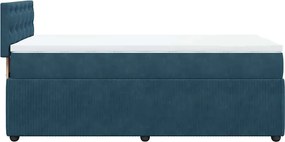 vidaXL Κρεβάτι Boxspring με Στρώμα Μπλε 90x200 εκ. Βελούδινο