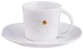 Φλυτζάνι Καφέ Με Πιατάκι Mix &amp; Match LBTRD0014252 6x5,5cm White-Gold Raeder Porcelain