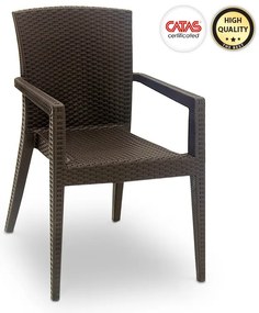 Πολυθρόνα κήπου Bali Megapap από PP χρώμα καφέ 57x60x85εκ.-GP015-0007