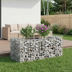 vidaXL Ανασηκωμένο κρεβάτι gabion 50 x 100 x 60 εκ Ασημί